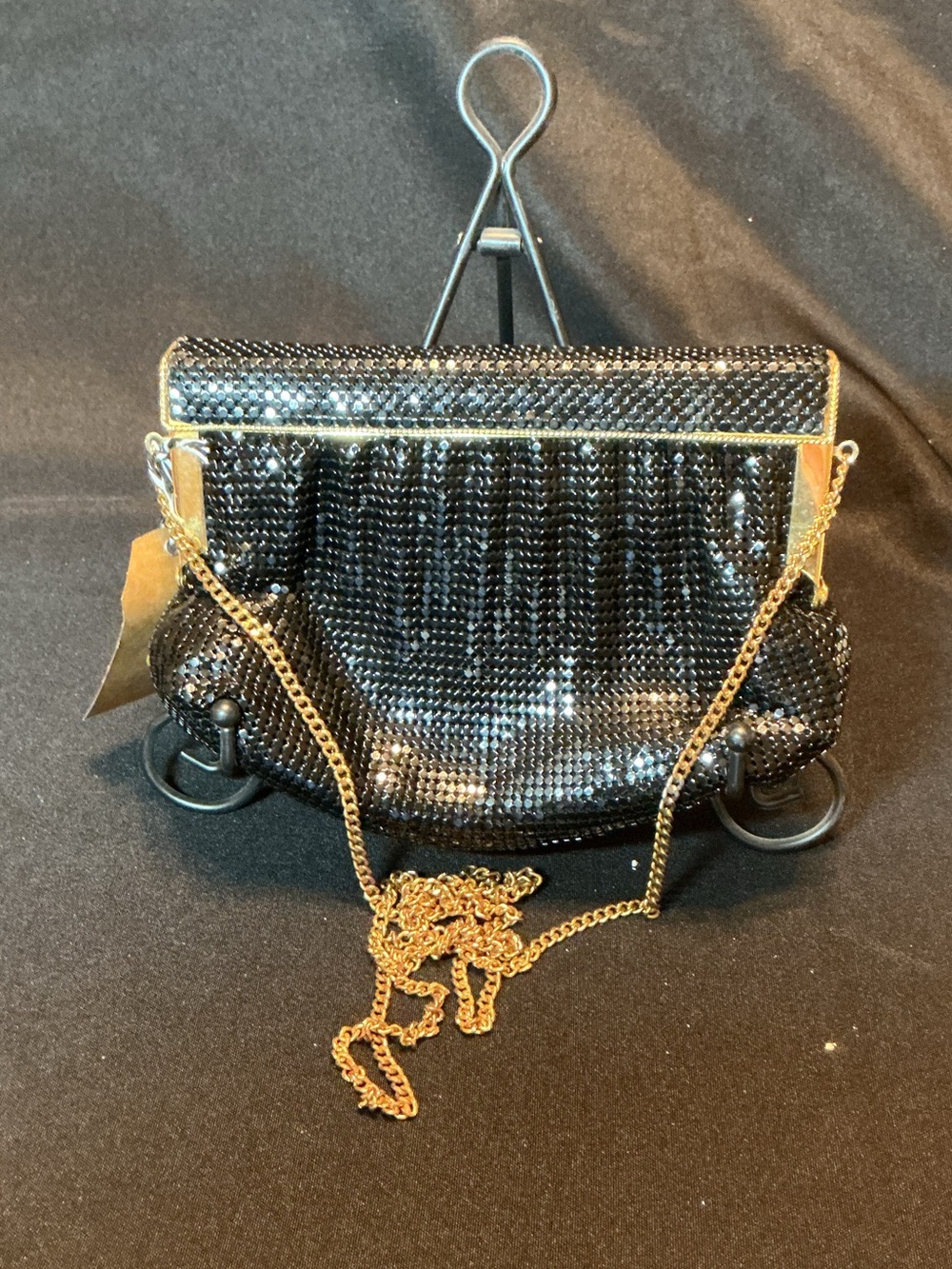 Vintage Whiting & Davis black metal mesh evening bag